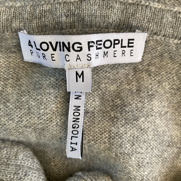 4 Loving People Mongolian Cashmere Hoodie Intarsia Sleeve with spellout - Picture 10 of 15